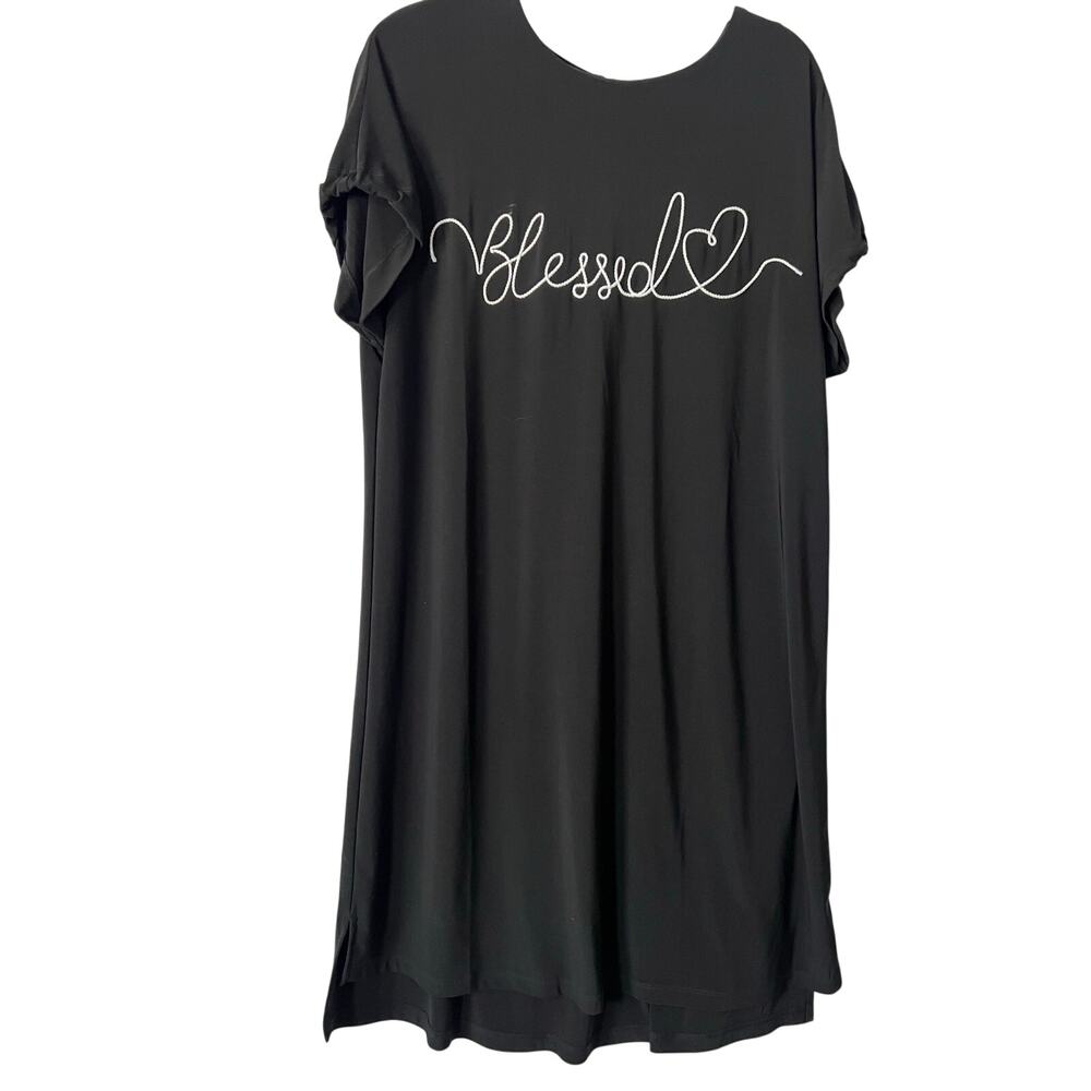 Cato Women's Short Sleeve Knee Length Blessed Black Dress Size Large EUC